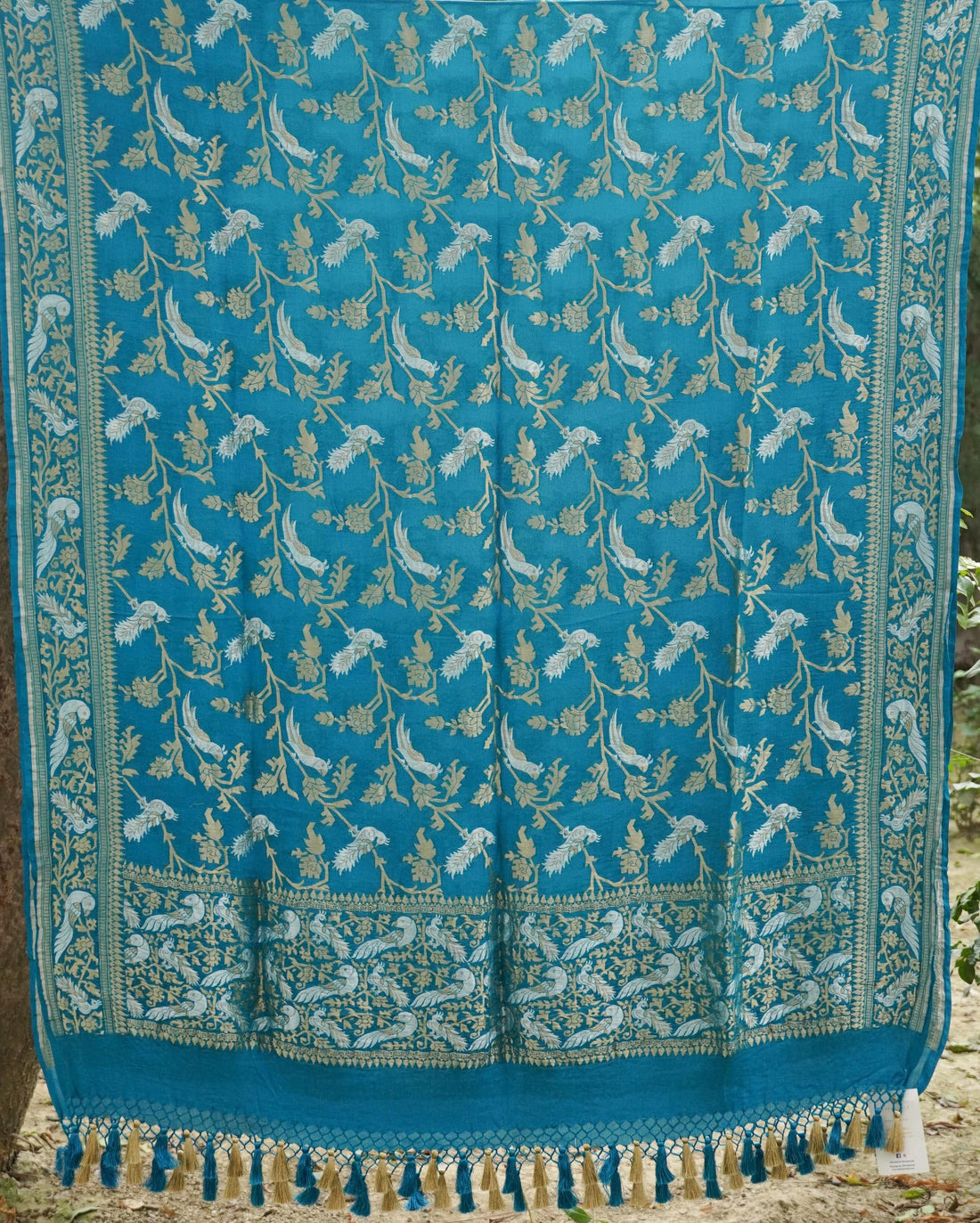Banarasi Georgette Teal Birds Dupatta
