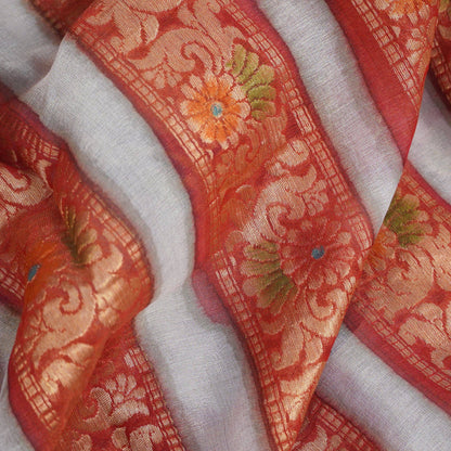 Handloom Pure Georgette by Tissue Pink &amp; Purple Banarasi Lehenga