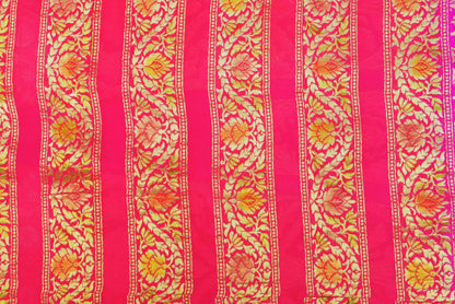 Pink Pure Georgette Handloom Banarasi Stitched Lehenga