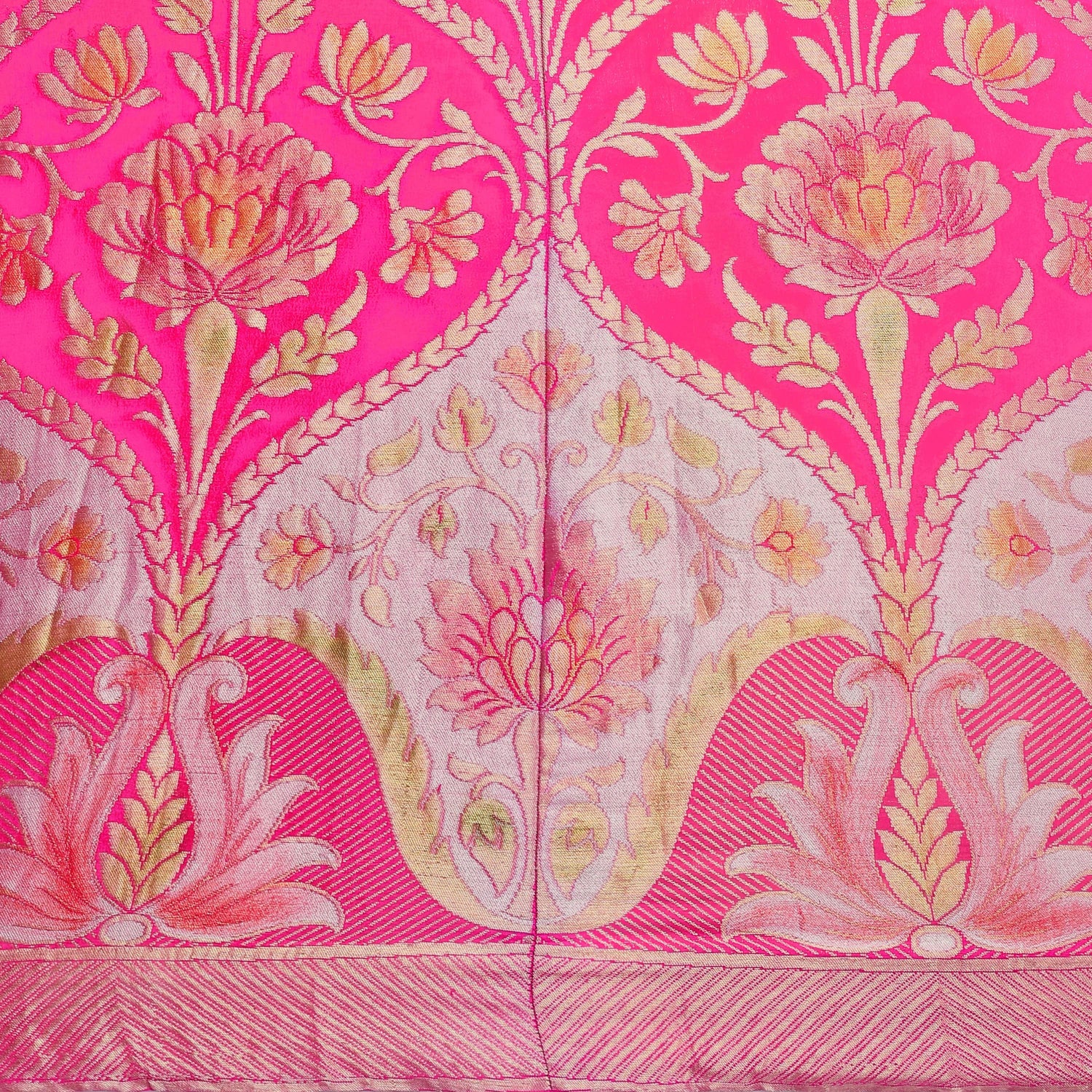 Pink Pure Georgette Handloom Banarasi Stitched Lehenga