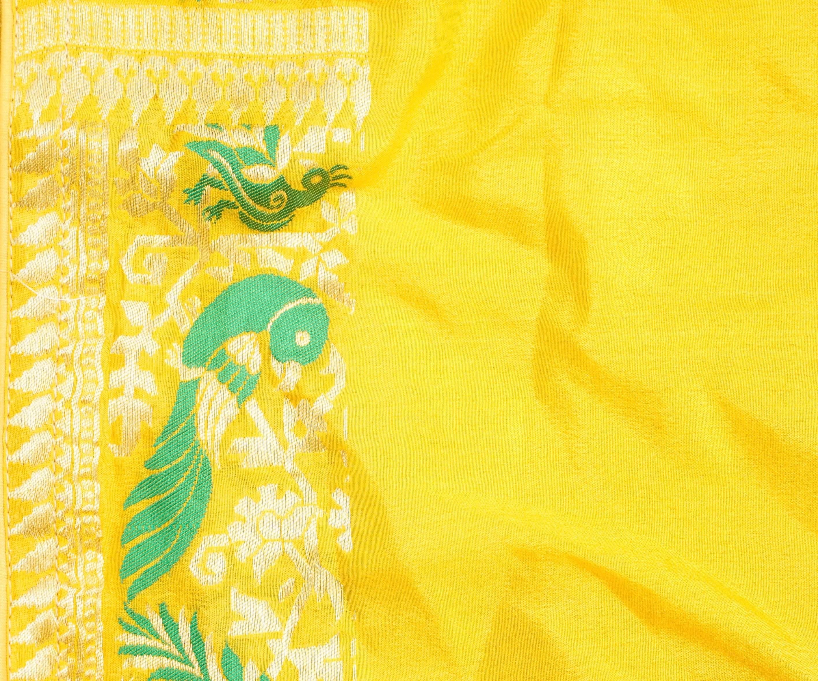 Pure Banarasi Georgette and Shimmer - Lemon Yellow Ombre Saree – Rang Riwaaz