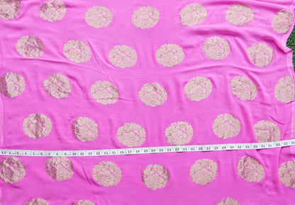 Pure Georgette Handloom Banarasi Pink Fabric