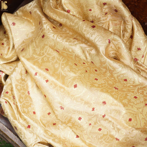 Beige Kinkhab / Kimkhab Brocade Banarasi Fabric