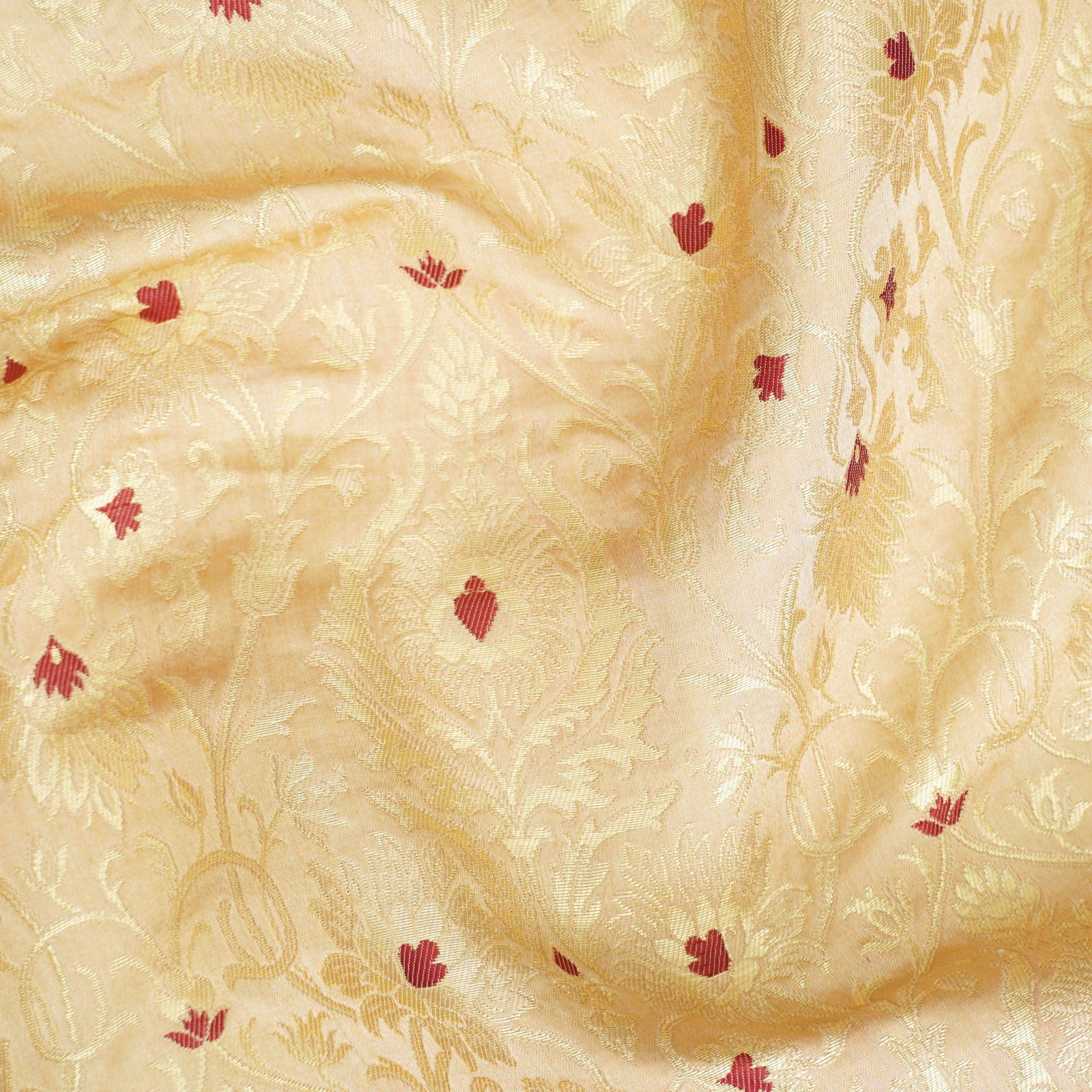 Beige Kinkhab / Kimkhab Brocade Banarasi Fabric