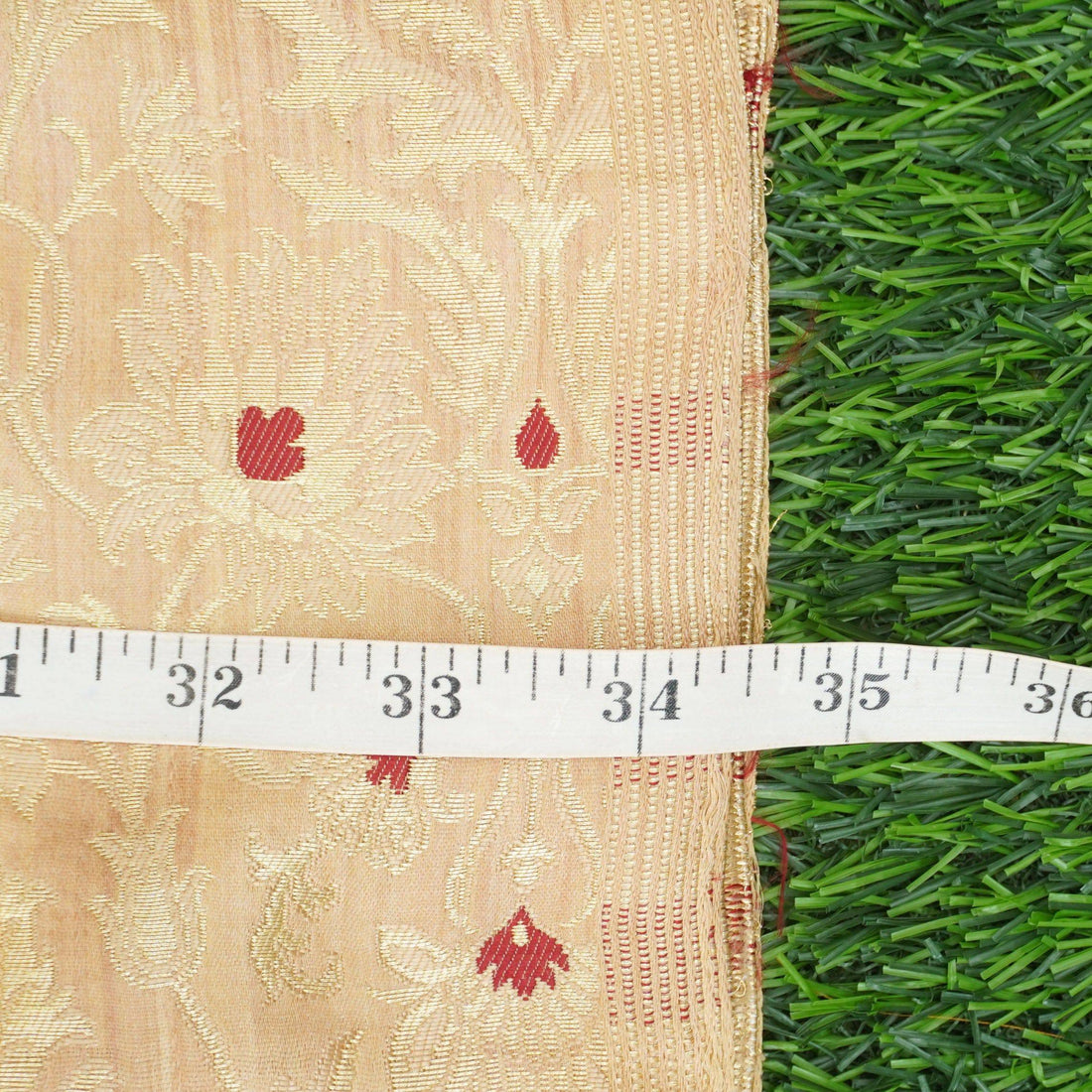 Beige Kinkhab / Kimkhab Brocade Banarasi Fabric