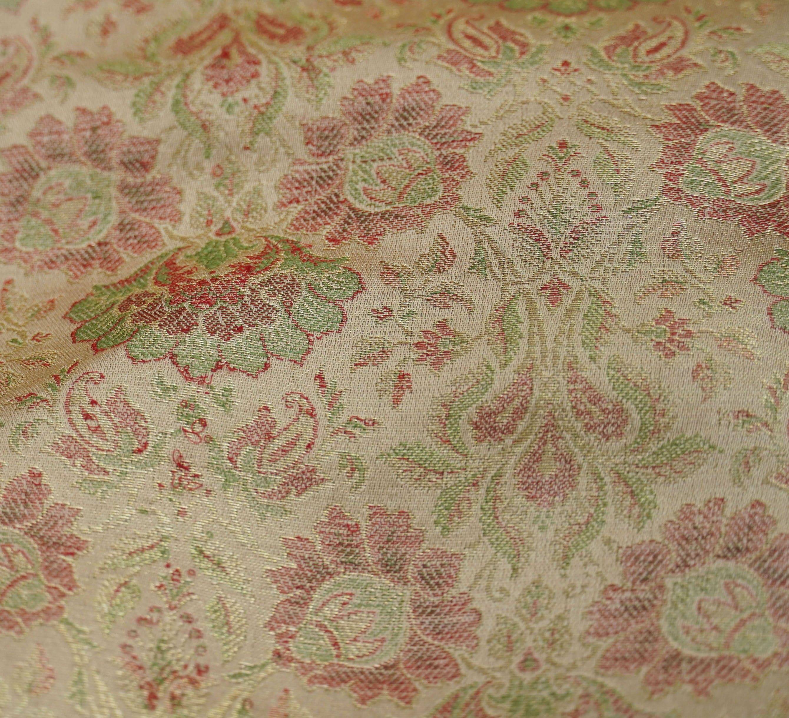 Beige Pure Banarasi Silk Handwoven Tanchui Kurta Fabric