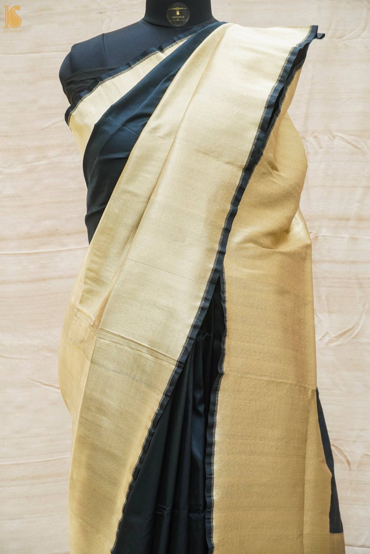 Black Katan Silk Handloom Banarasi Saree