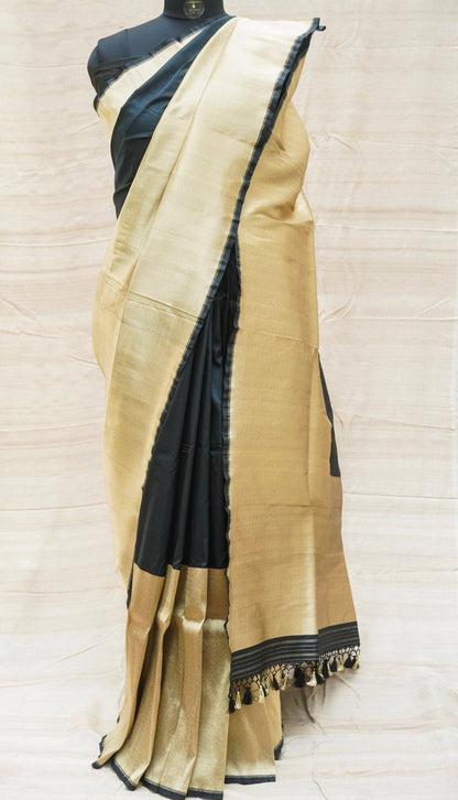 Black Katan Silk Handloom Banarasi Saree