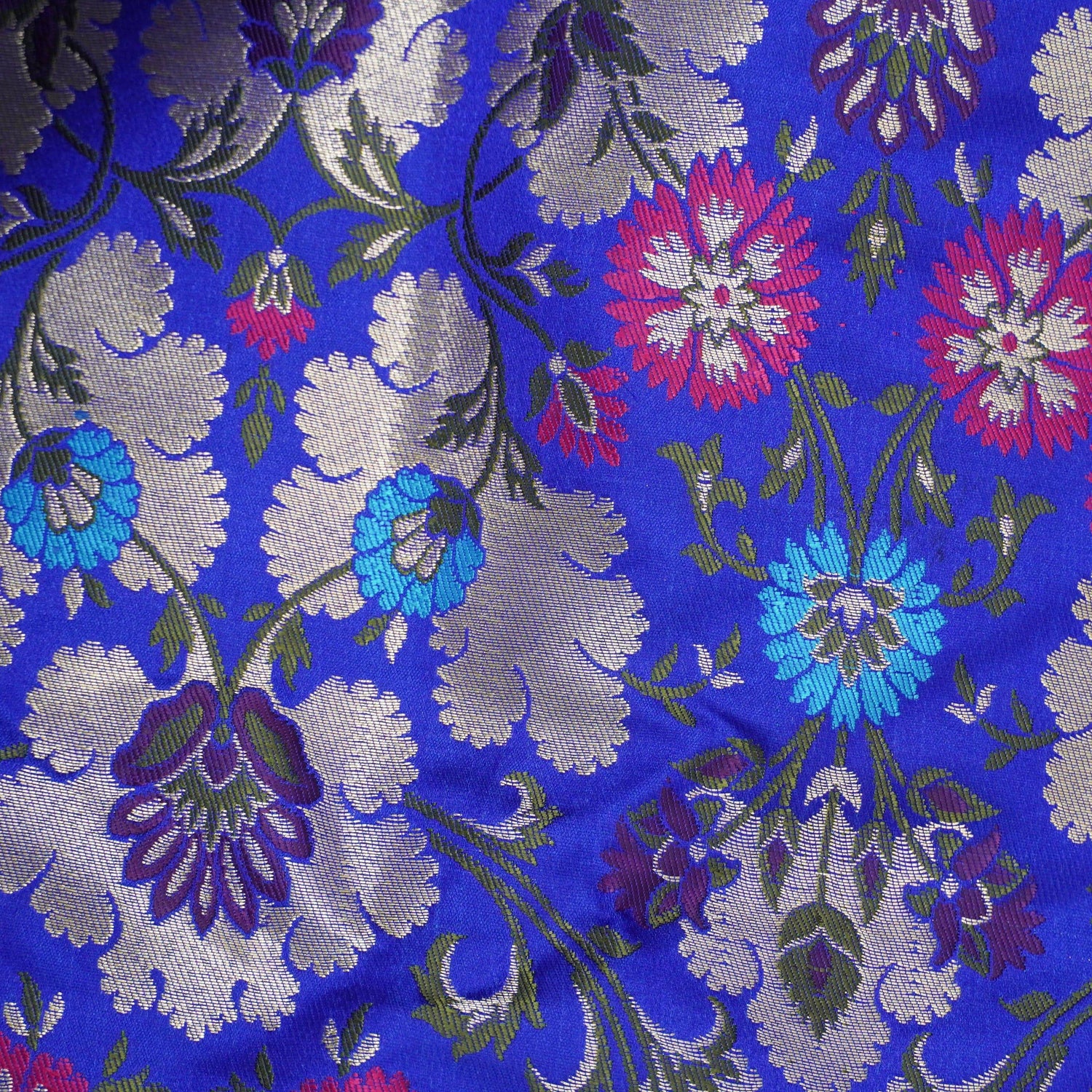 Blue Kinkhab / Kimkhab Brocade Banarasi Fabric