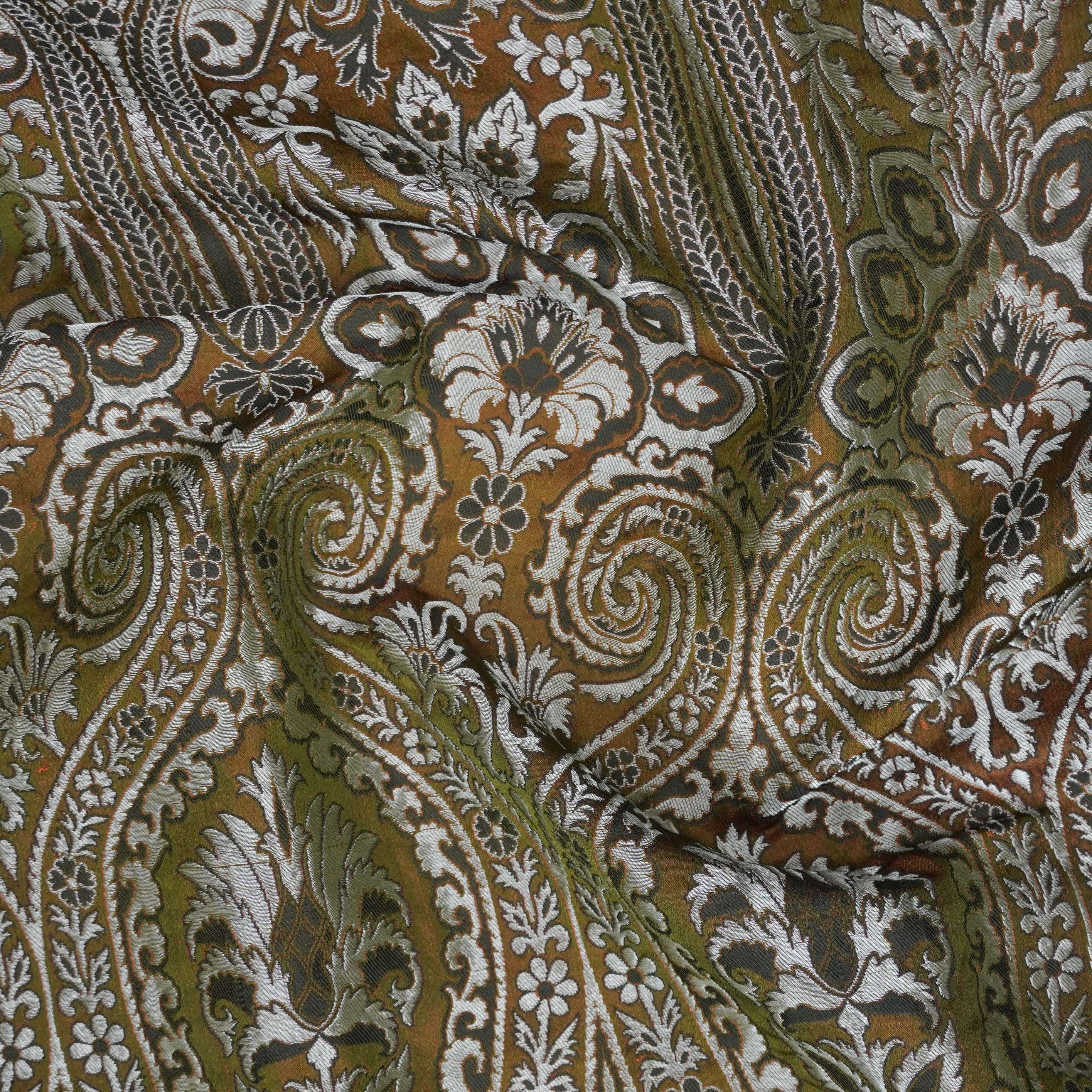 Brown Kinkhab / Kimkhab Brocade Banarasi Fabric