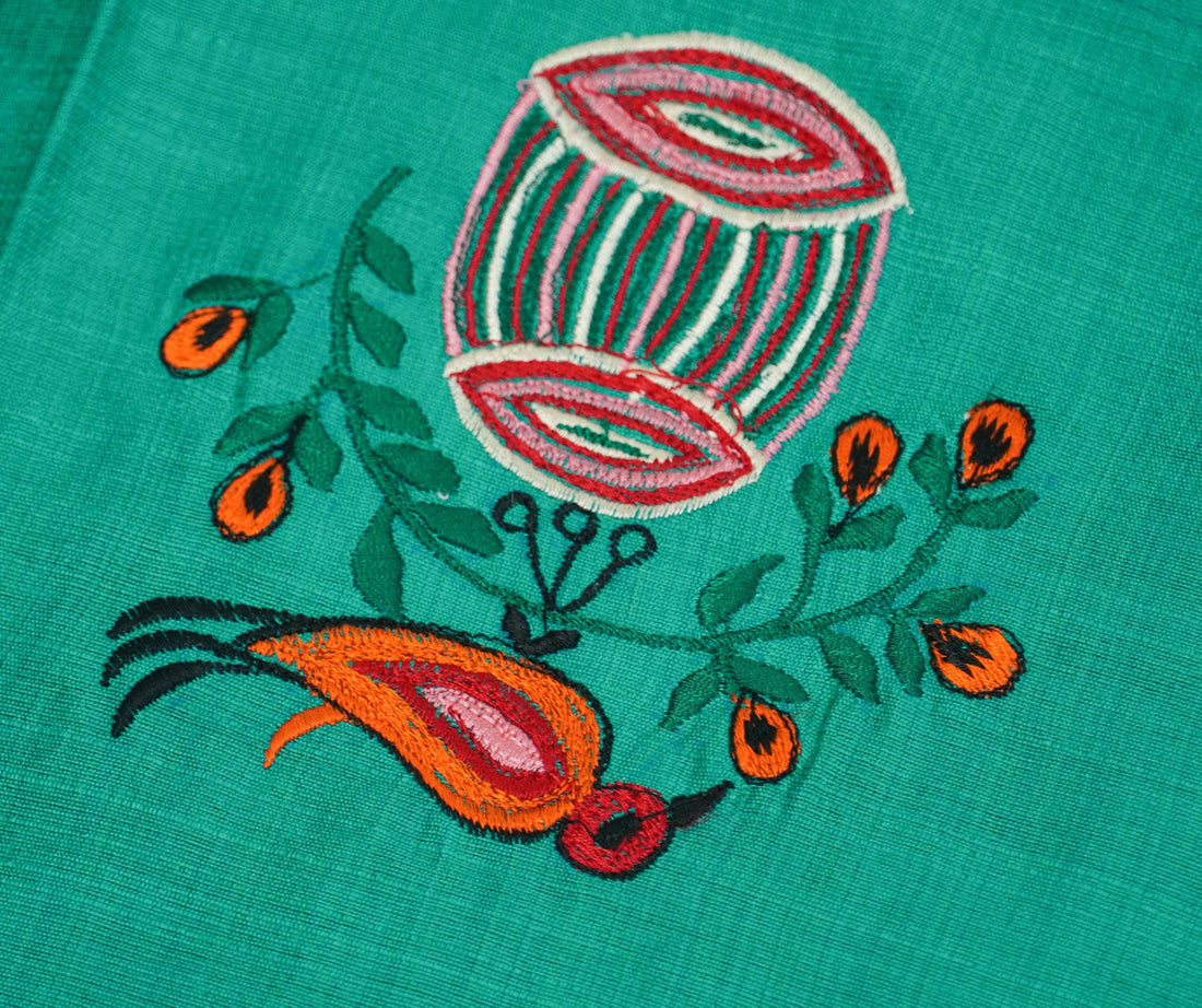 Embroidered Pure Cotton Blouse Green Fabric