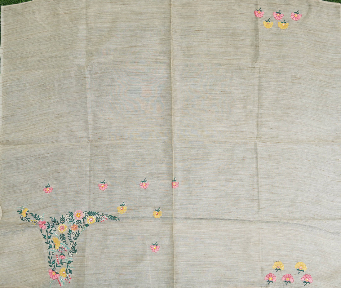 Embroidered Pure Cotton Blouse Off White Fabric