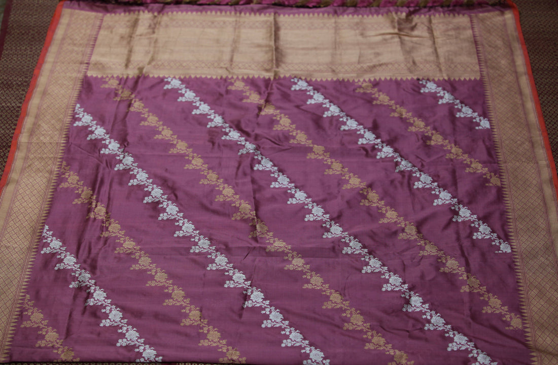 Grape Purple Pure Katan Silk Handloom Banarasi Dupatta