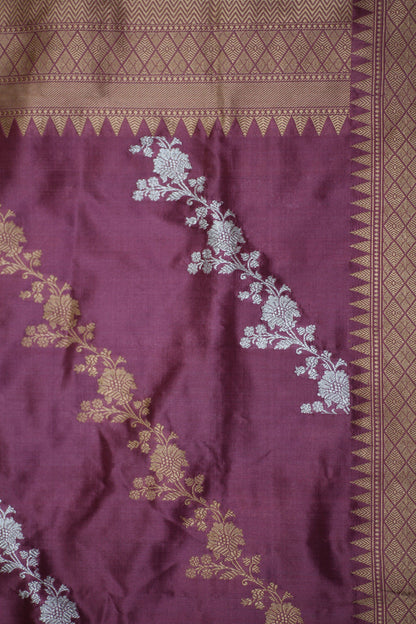 Grape Purple Pure Katan Silk Handloom Banarasi Dupatta