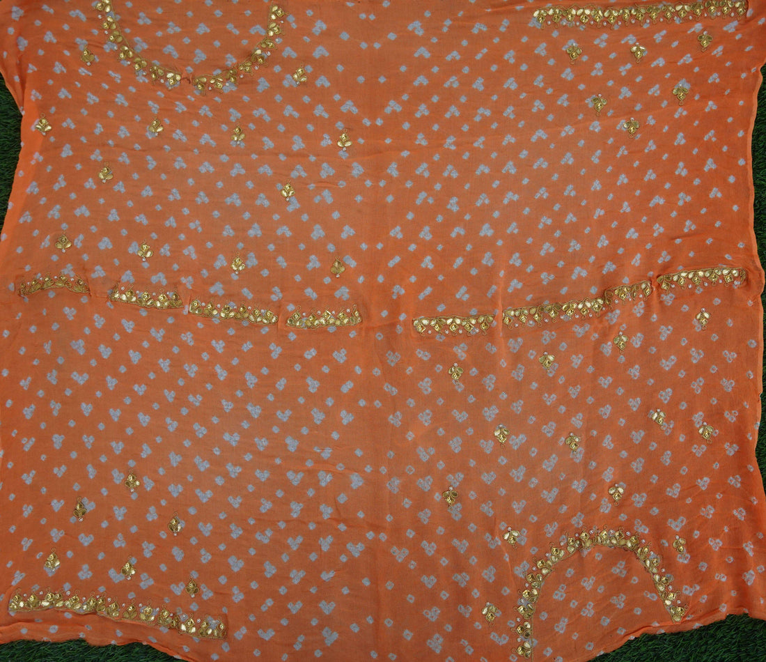 Hand Embroidered Pure Georgette Bandhani Blouse Fabric