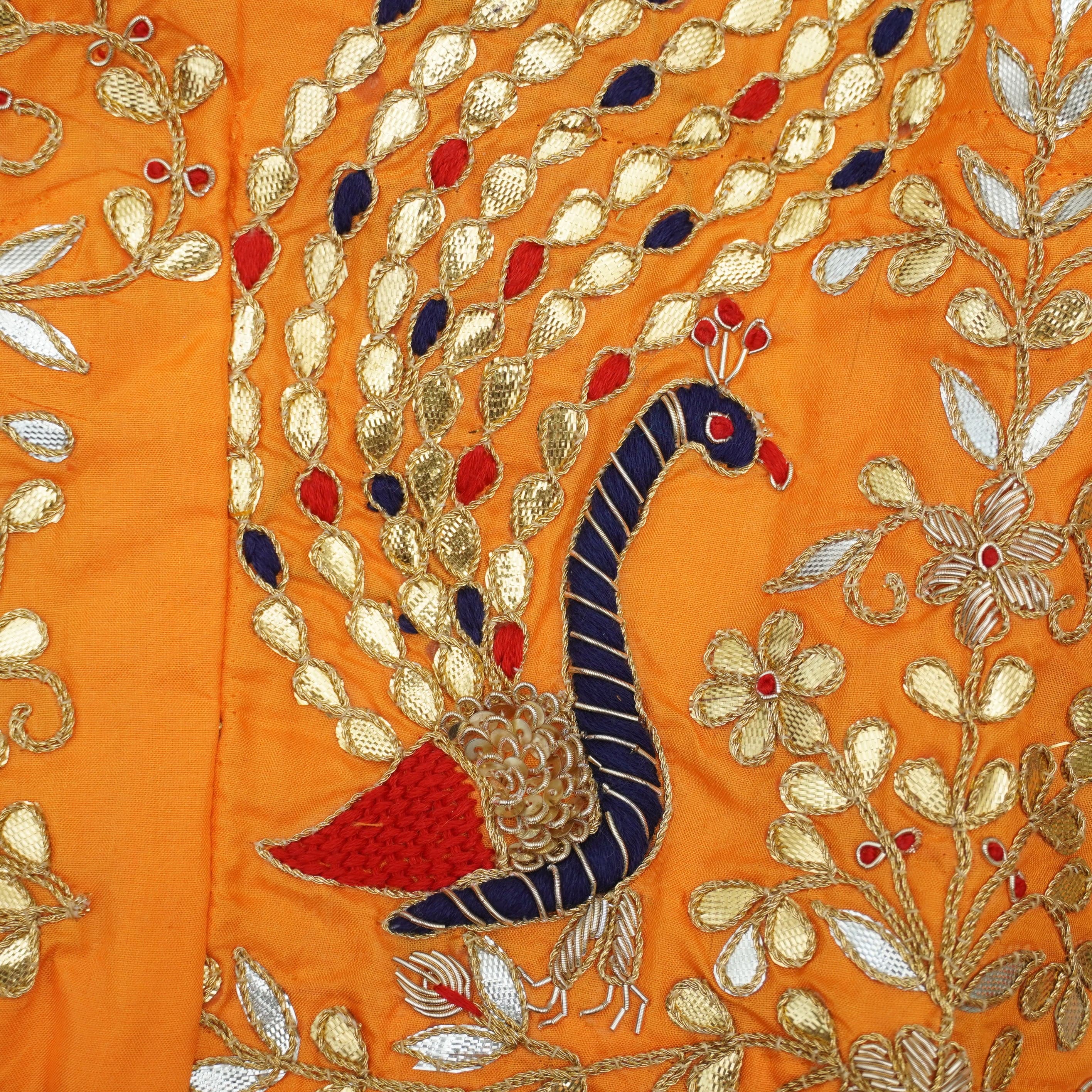 Hand Embroidered Pure Silk Orange Stitched Blouse