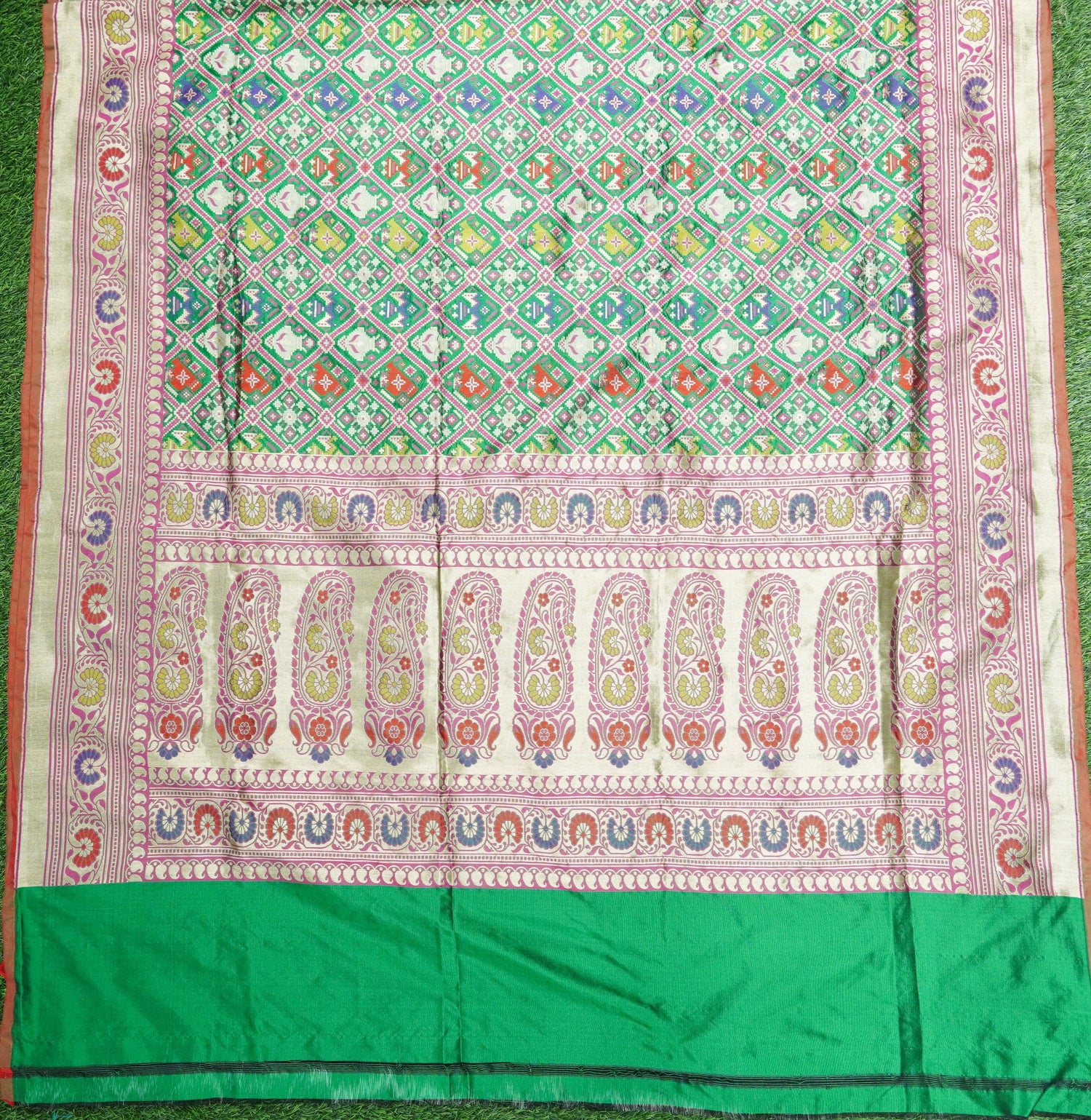 Handloom Banarasi Katan Silk Green Dupatta