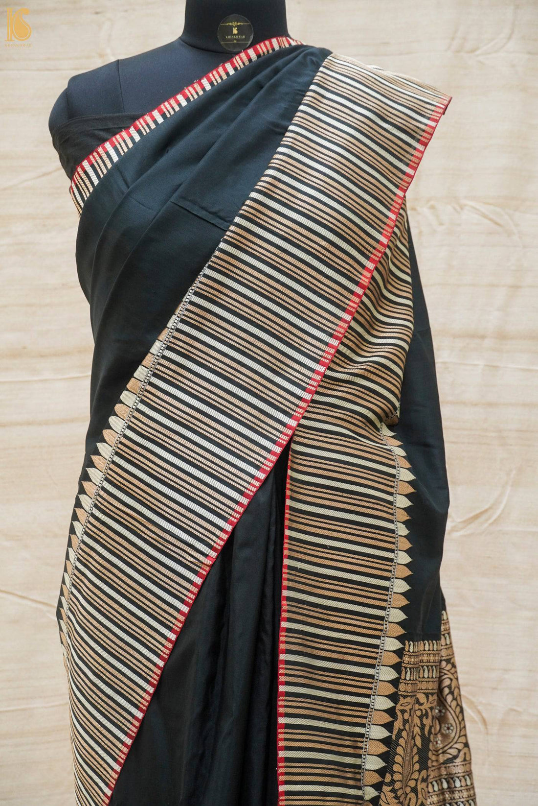 Handloom Katan Silk Black Banarasi Saree