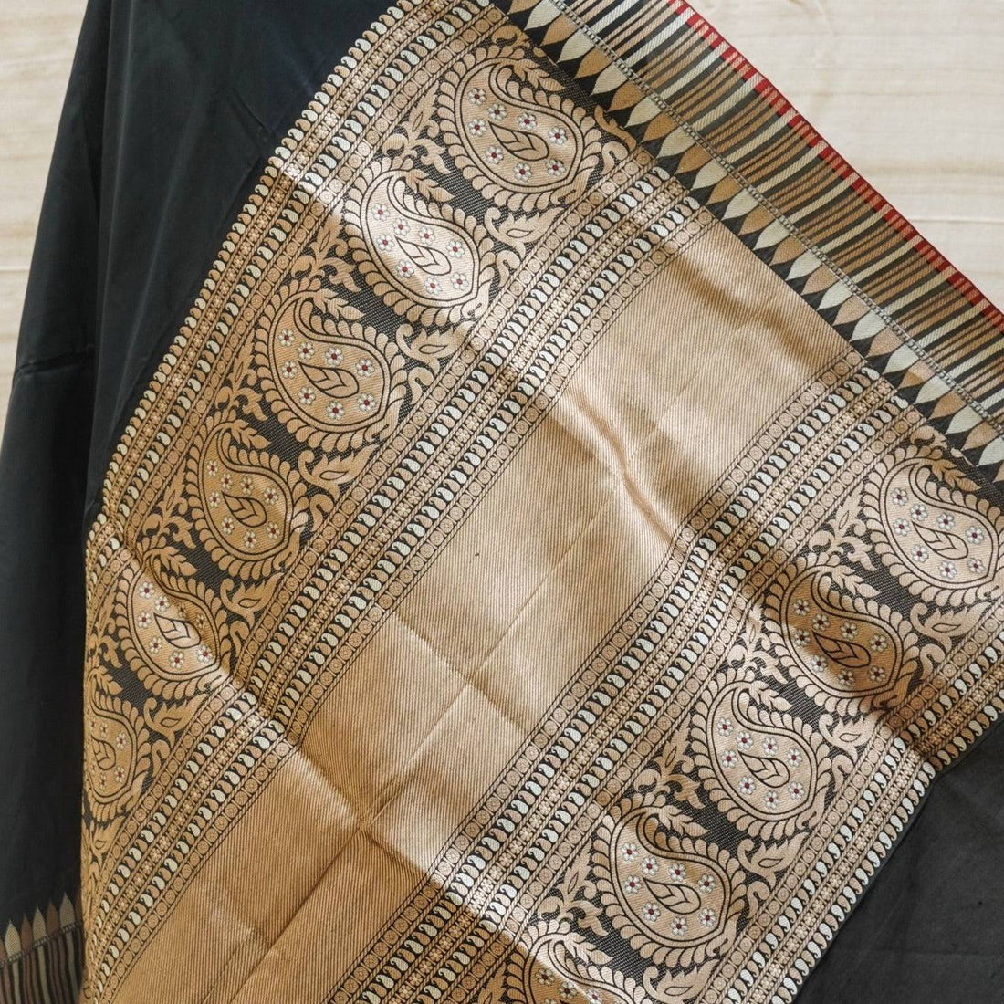 Handloom Katan Silk Black Banarasi Saree