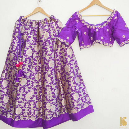 Handloom Katan Silk Brocade Banarasi Stitched Lehenga Set