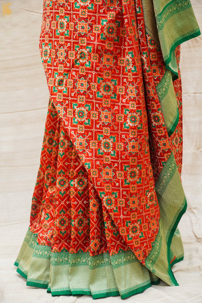 Handloom Katan Silk Red Green Banarasi Saree