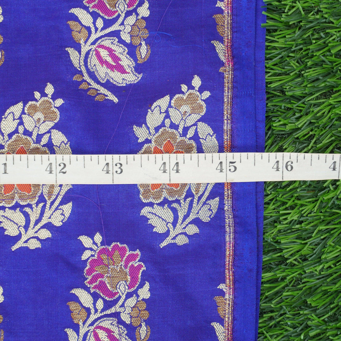 Handwoven Blue Pure Katan Silk Banarasi Blouse Fabric