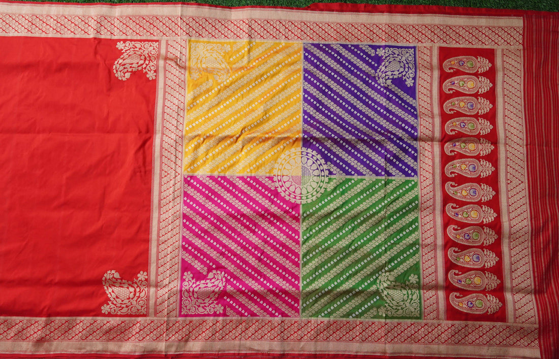 Handloom Banarasi Chauki Rangkat Silk Saree