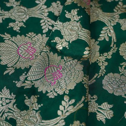 Handwoven Pure Katan Silk Green Banarasi Saree