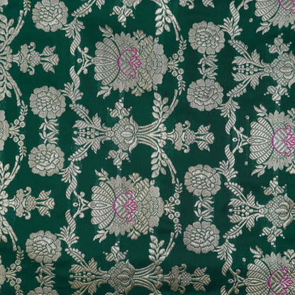 Handwoven Pure Katan Silk Green Banarasi Saree
