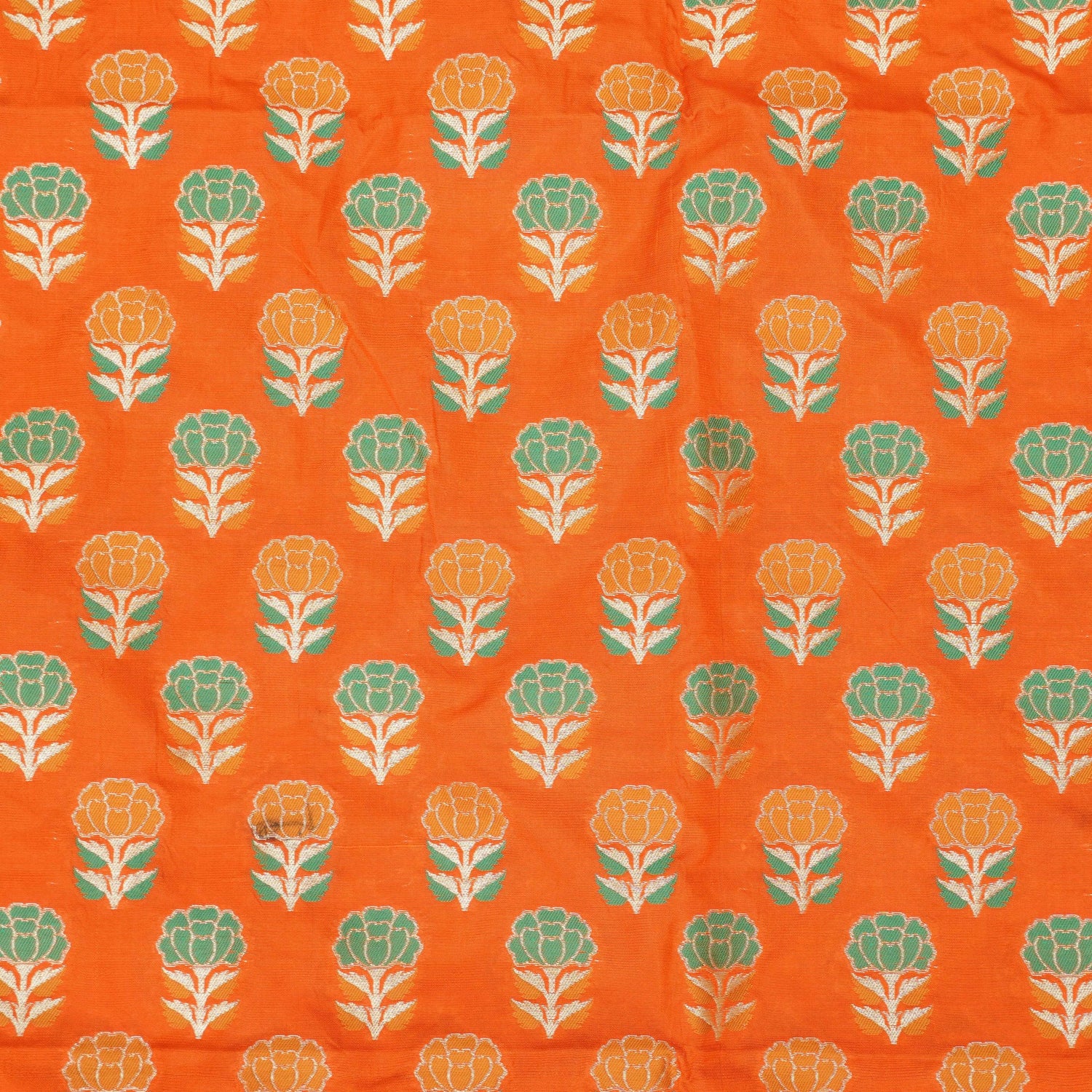 Handwoven Pure Katan Silk Orange Banarasi Blouse Fabric