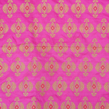 Handwoven Pure Katan Silk Pink Banarasi Blouse Fabric