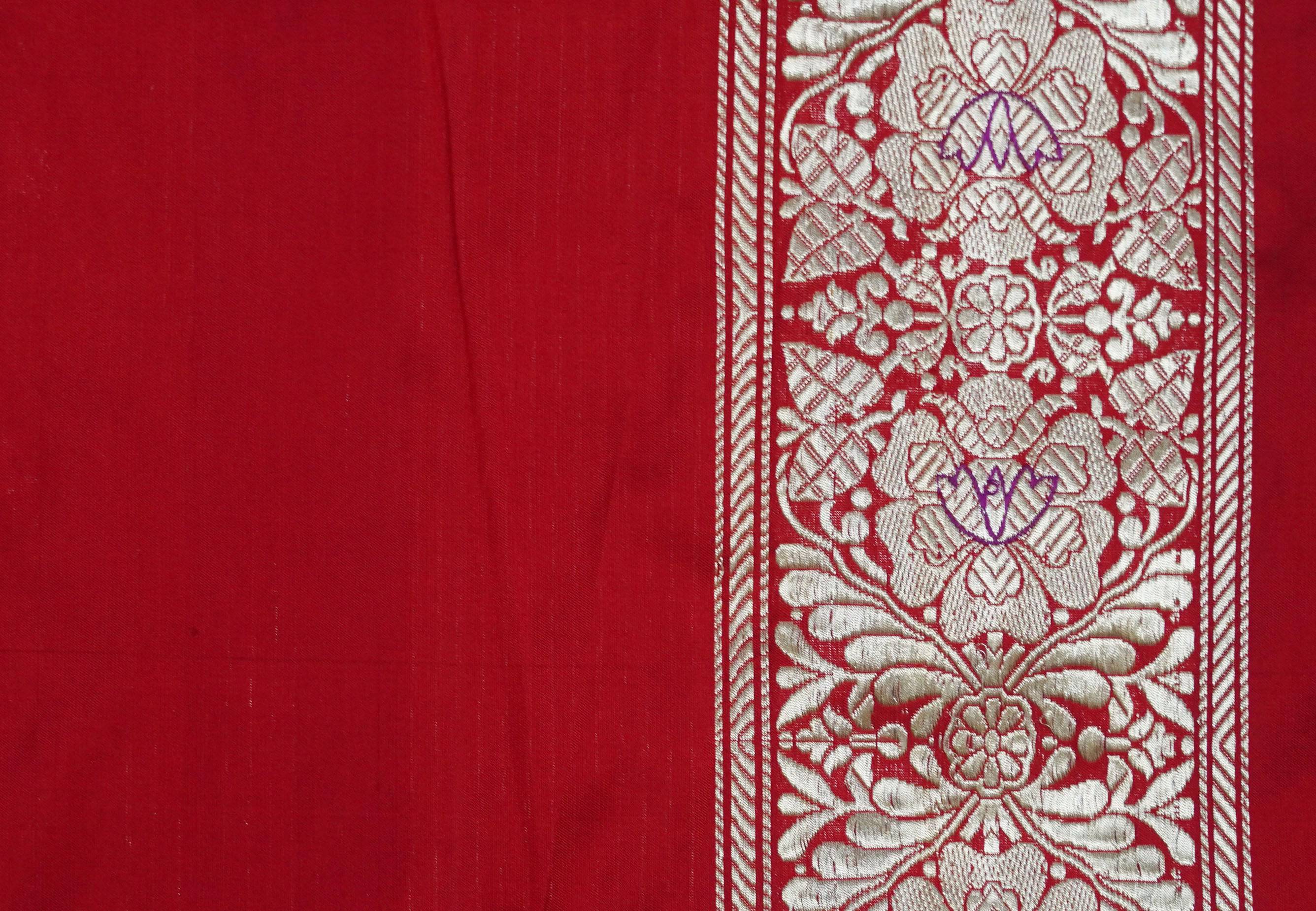 Red Katan Silk Woven Banarasi Silk Saree With Meena Work – BharatSthali