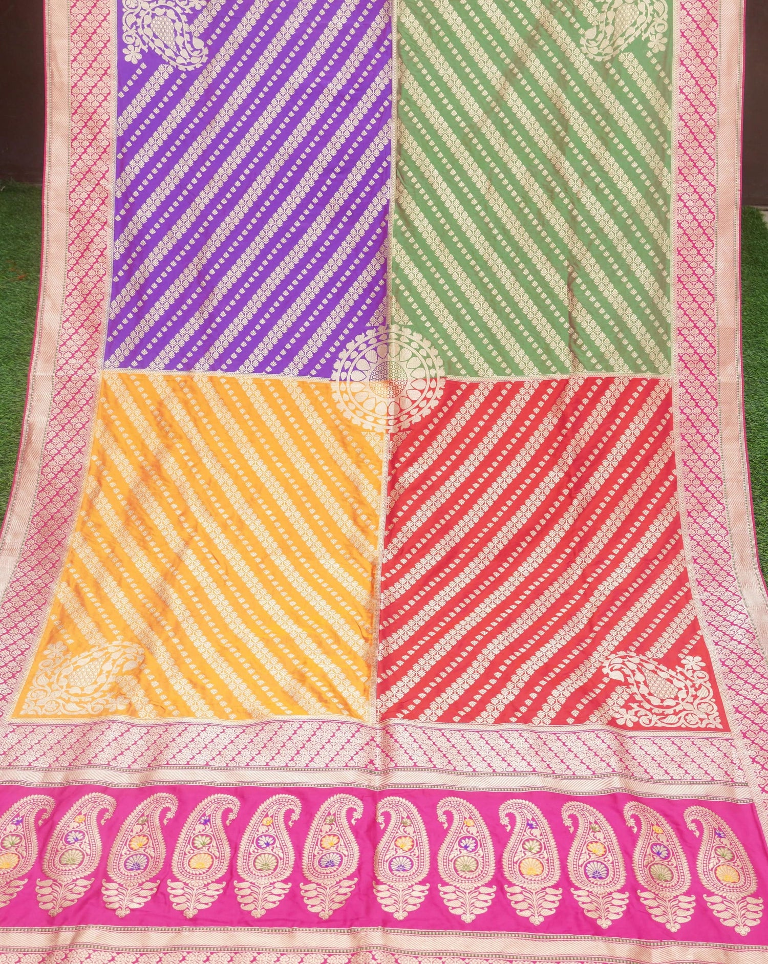 Handloom Banarasi Rangkat Silk Chauki Dupatta