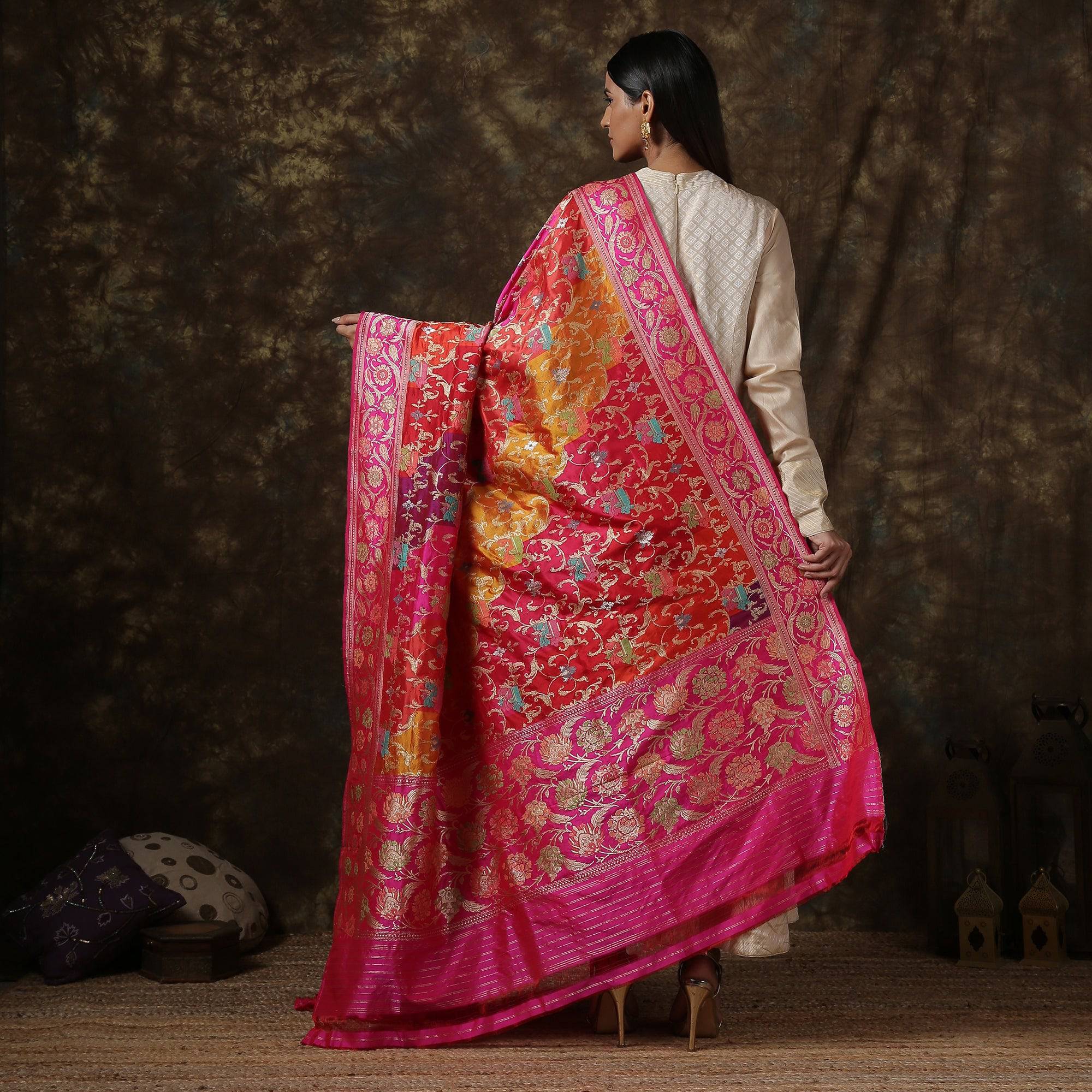 Katan Silk Handloom Banarasi Rangkat Dupatta - Khinkhwab