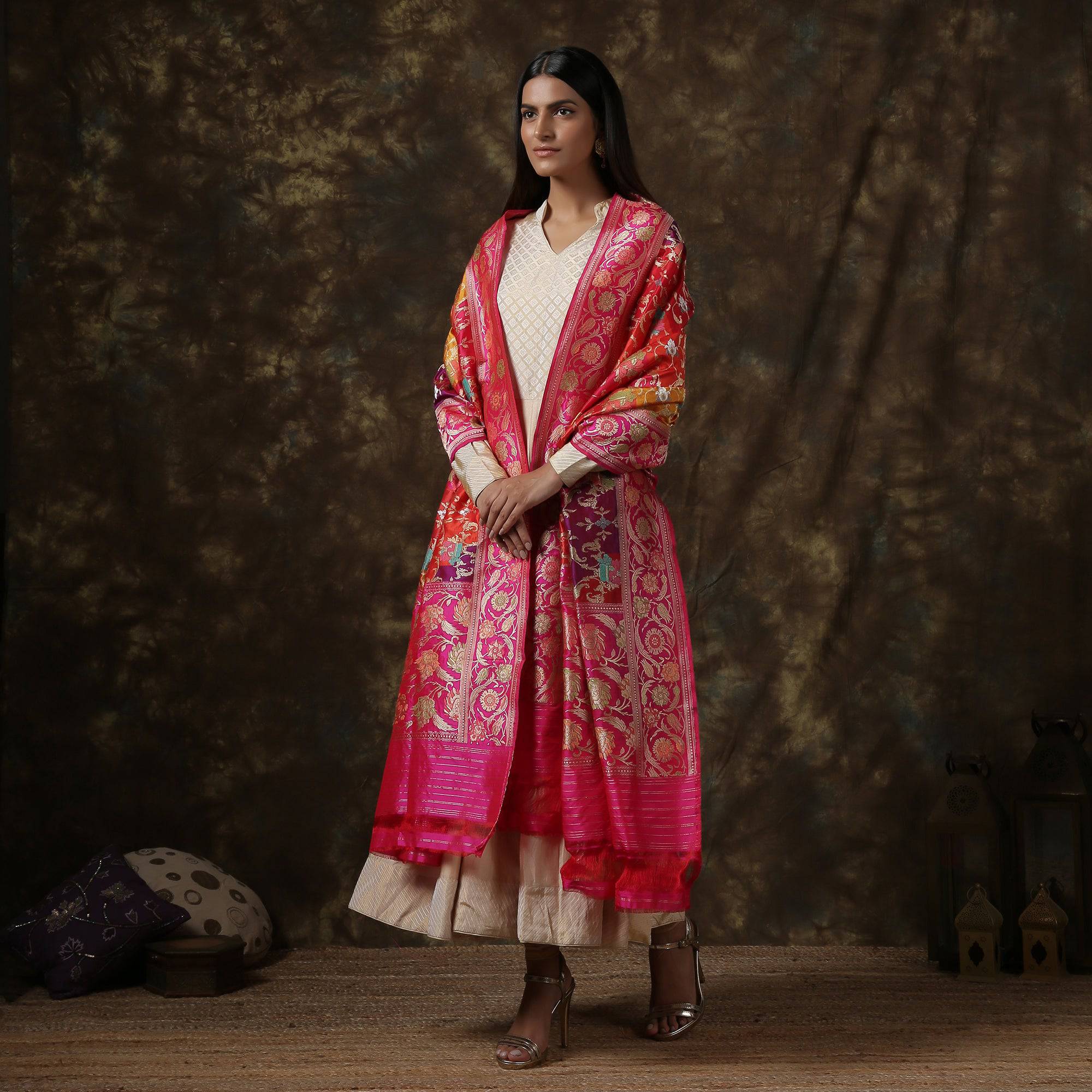 Katan Silk Handloom Banarasi Rangkat Dupatta - Khinkhwab