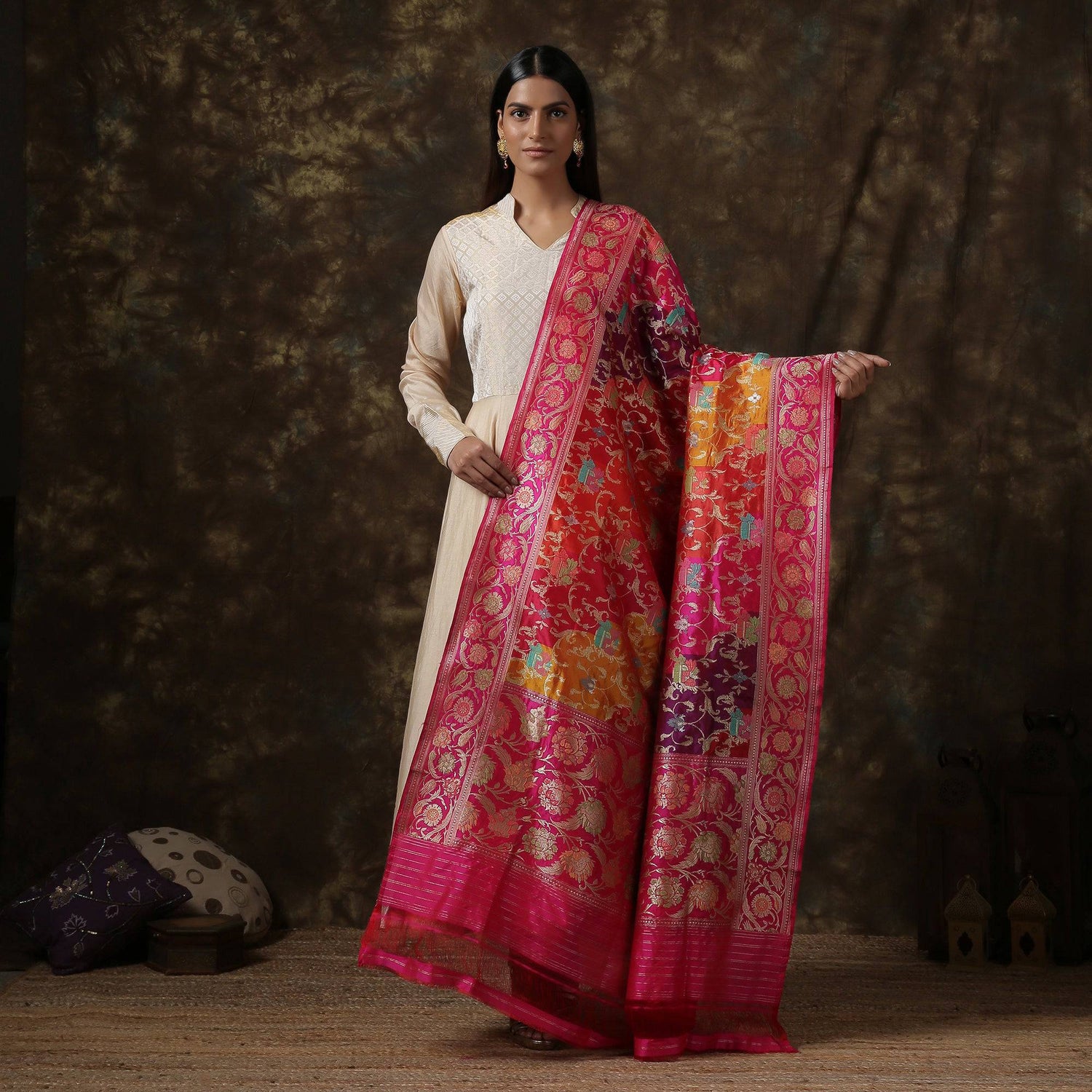 Katan Silk Handloom Banarasi Rangkat Dupatta - Khinkhwab