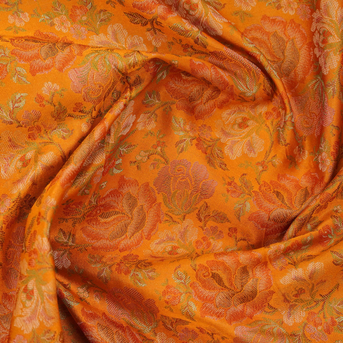 Handloom Banarasi Tanchoi Silk Rose Fabric