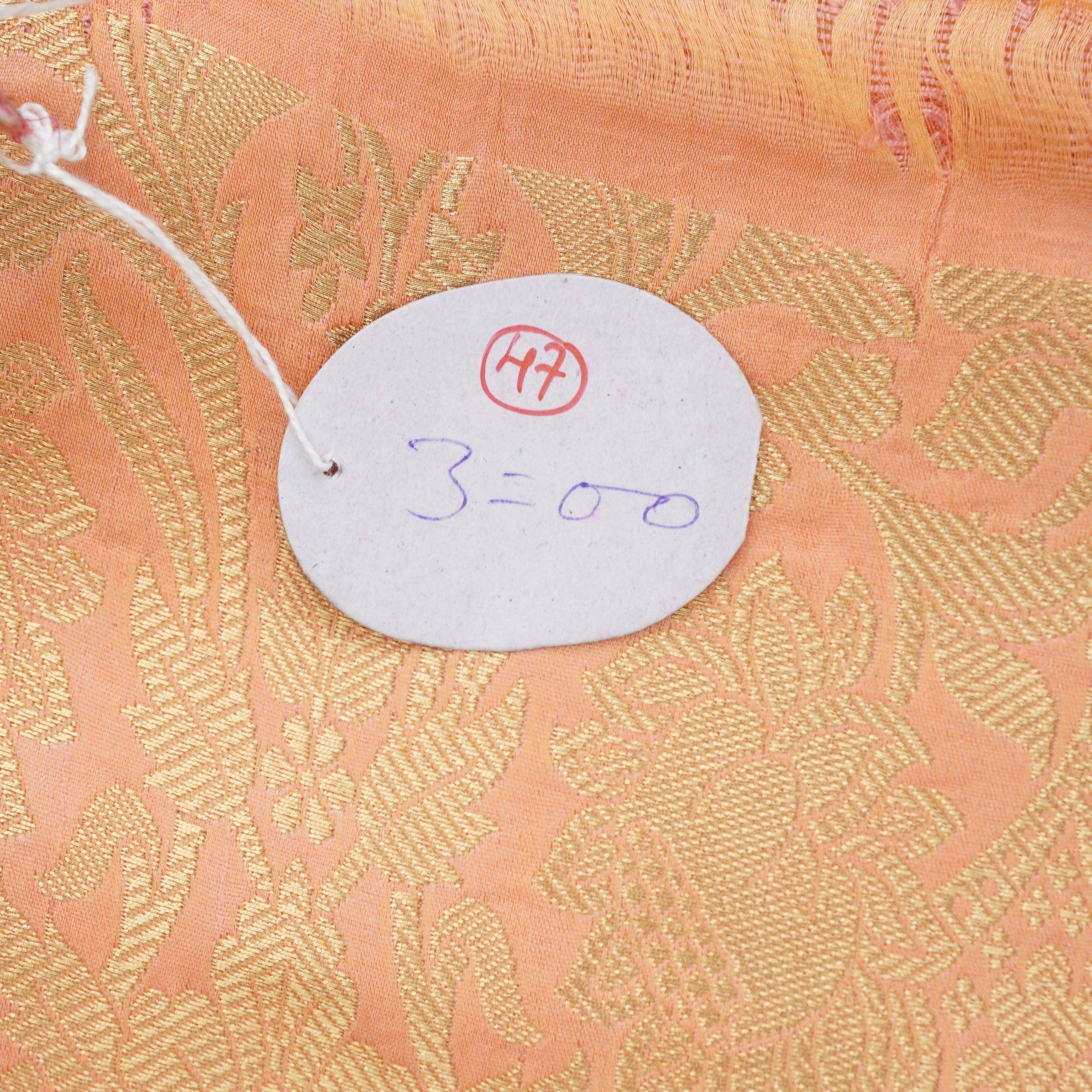 Orange Kinkhab / Kimkhab Brocade Banarasi Fabric