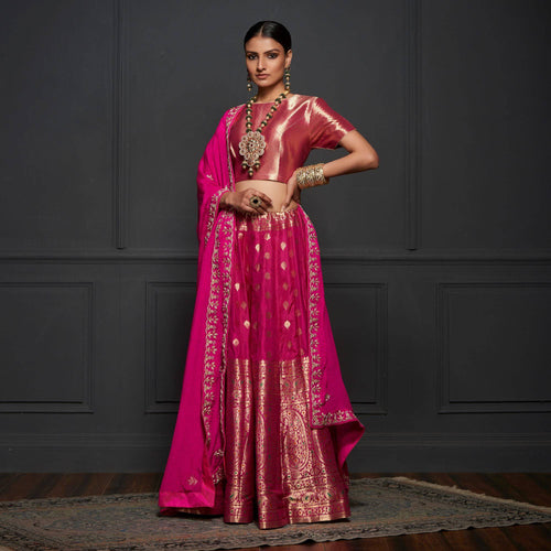 Handloom Banarasi Katan Silk Kalidar Lehenga