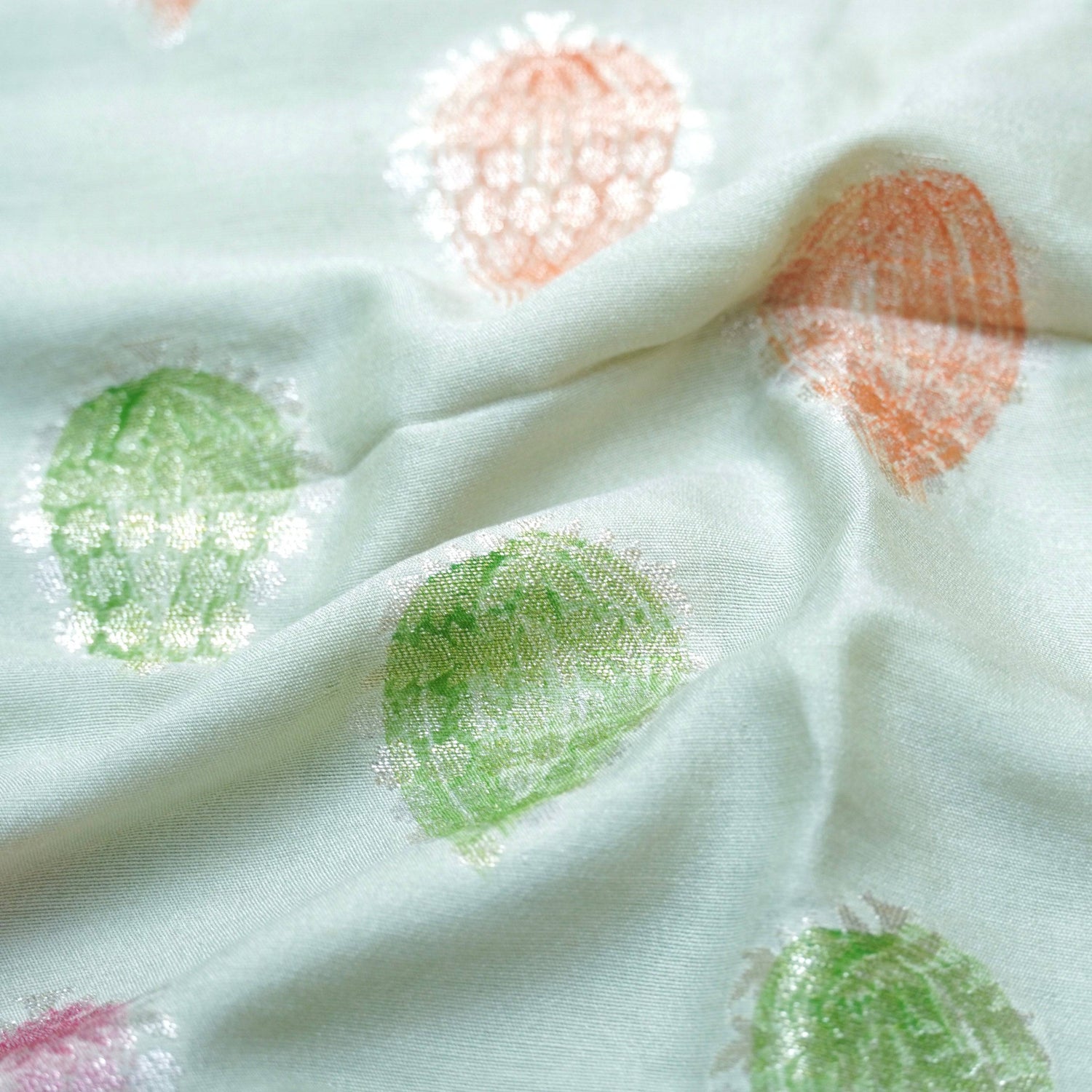 Pista Green Pure Soft Silk Handloom Banarasi Fabric