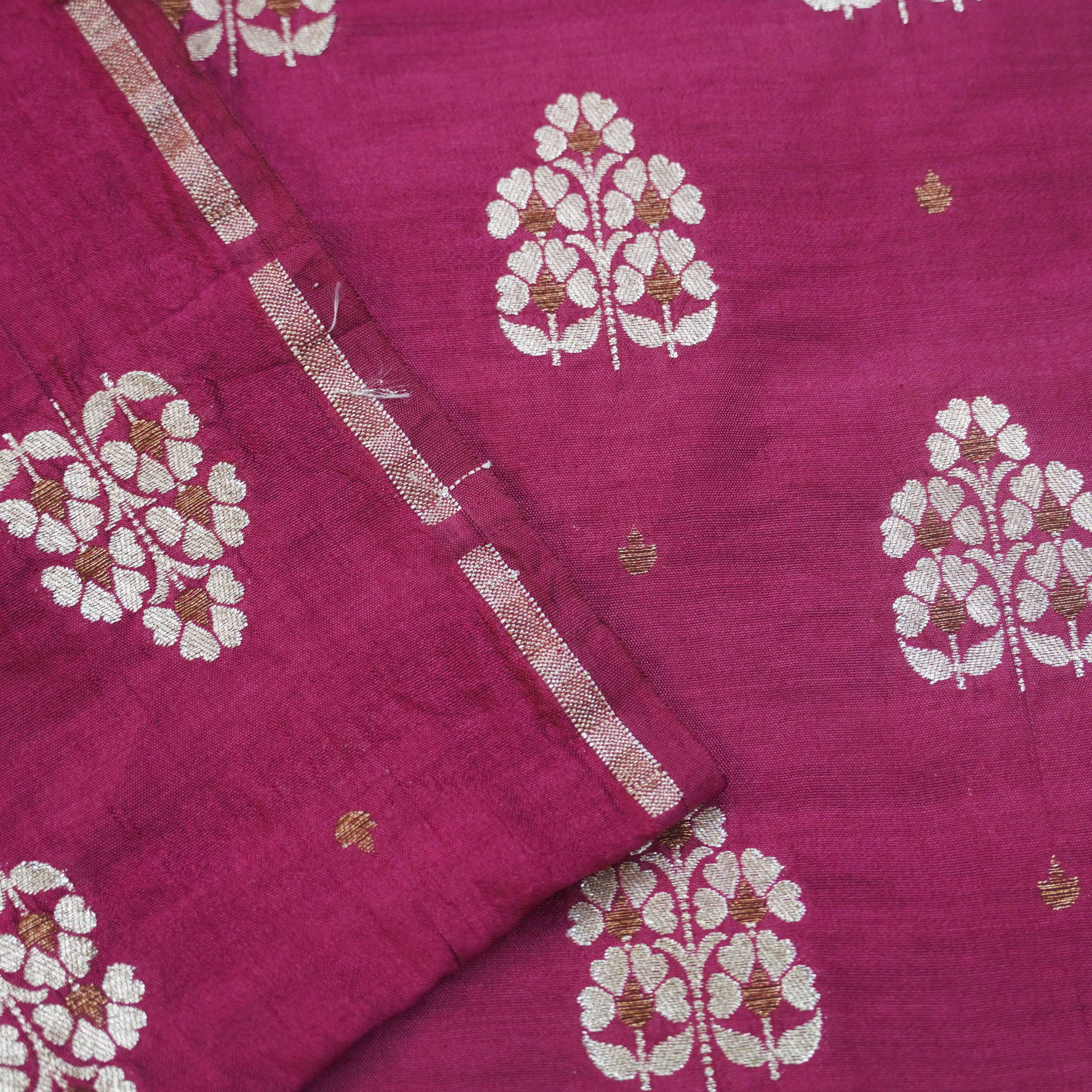 Pure Silk by Spun Silk Handloom Banarasi Fabric