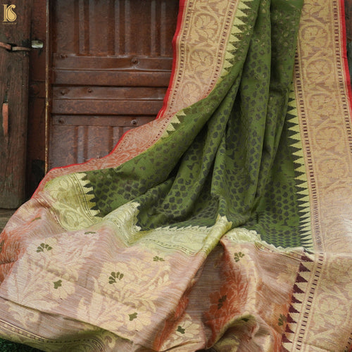 Green Handloom Banarasi Pure Net Saree