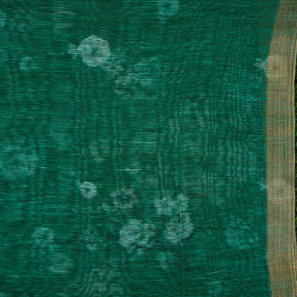 Green Pure Linen Banarasi Printed Saree