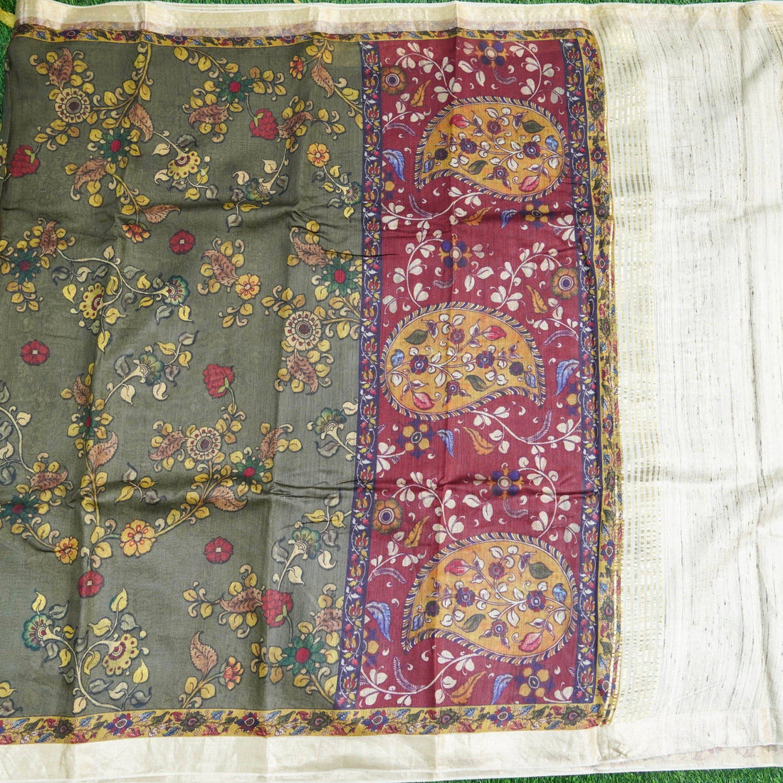 Moonga Tussar Silk Print Saree