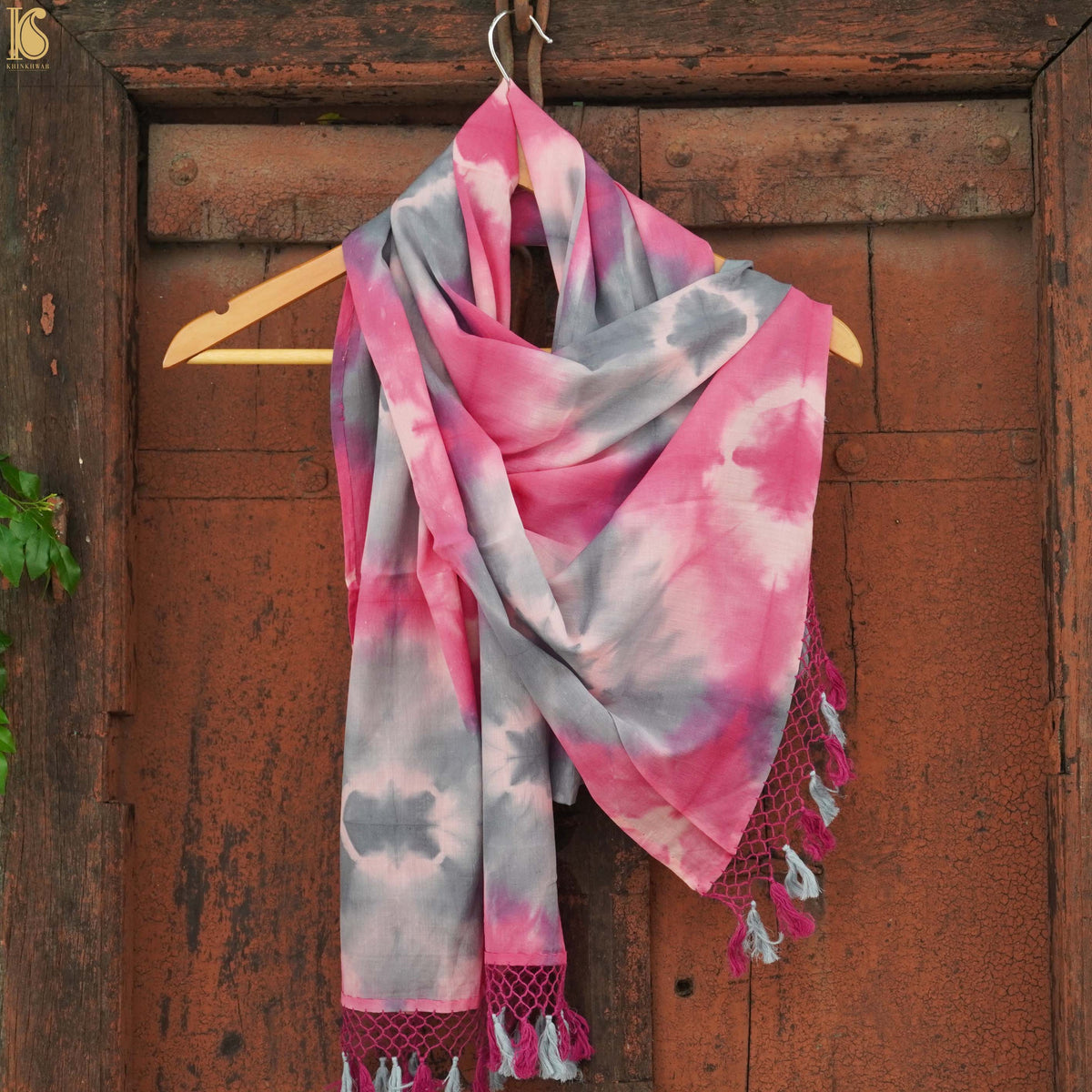 Pink Pure Cotton Tie Dye Stole - Khinkhwab