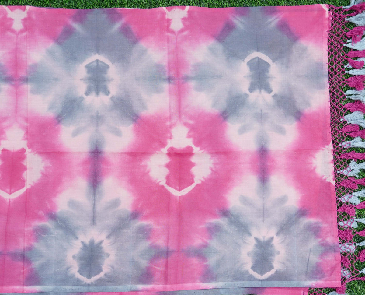 Pink Pure Cotton Tie Dye Stole - Khinkhwab