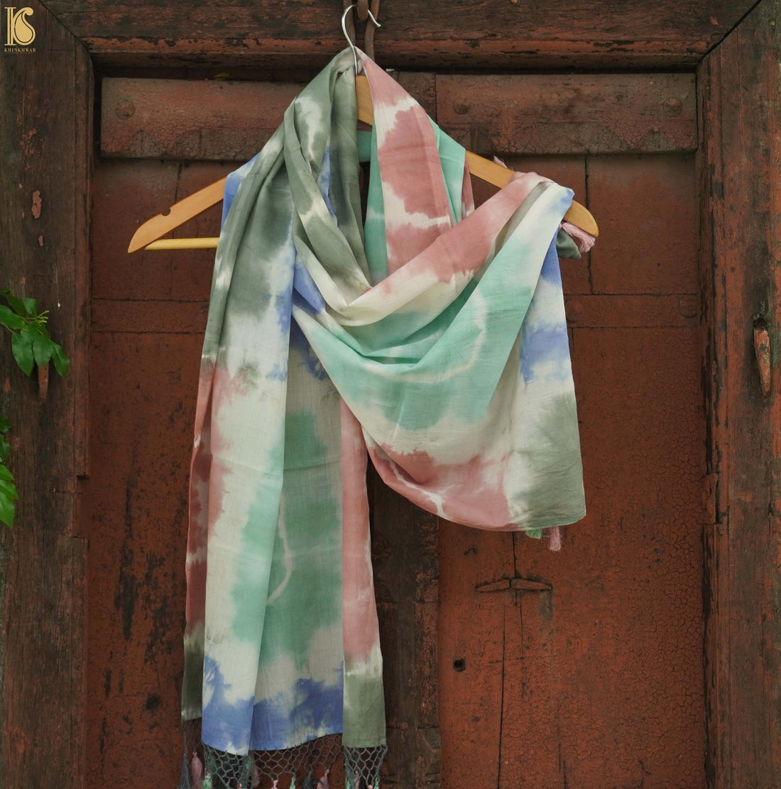 White Pure Cotton Tie Dye Stole - Khinkhwab
