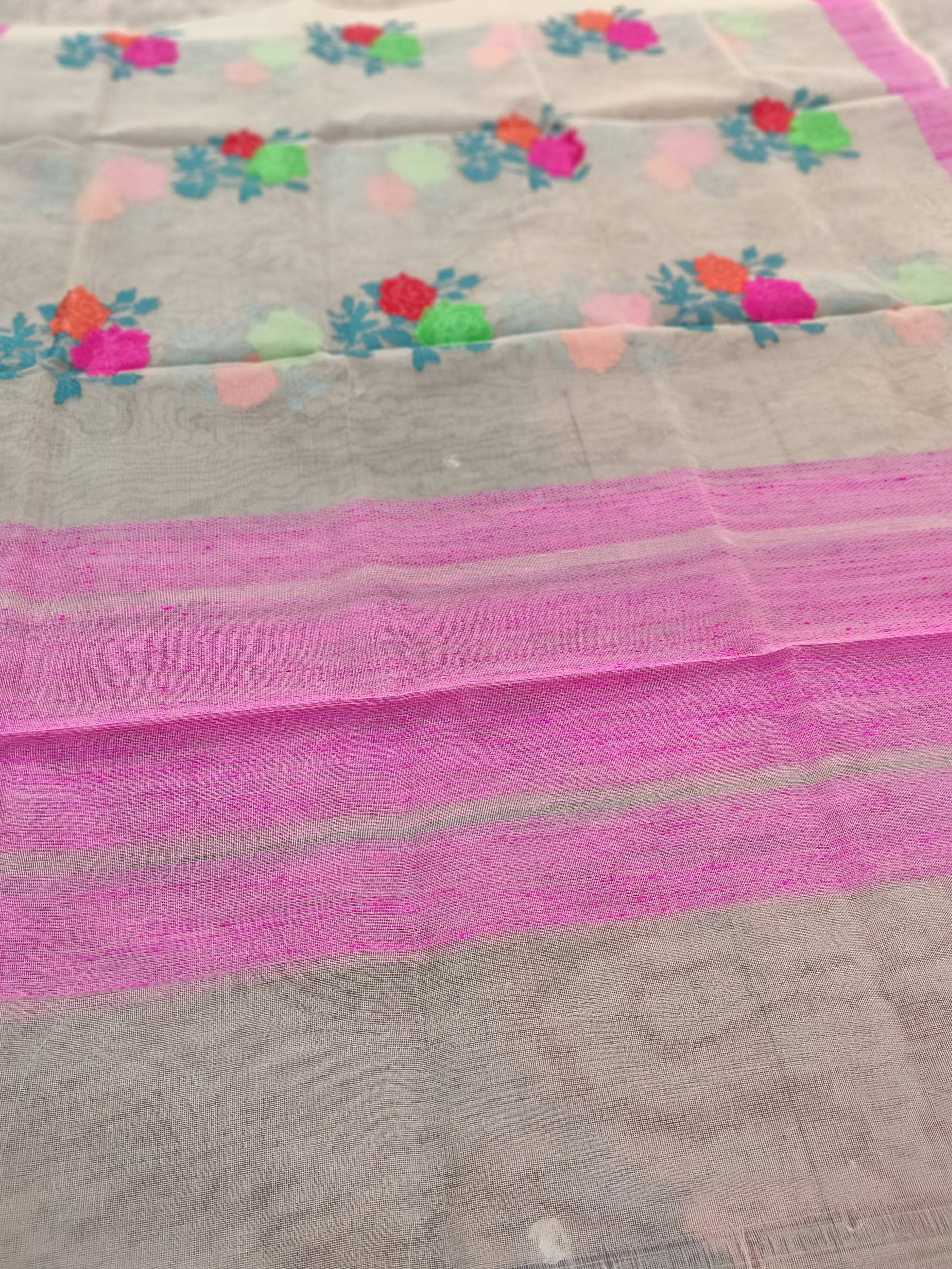 Beige Net Banarasi Handwoven Dupion Weaving Dupatta