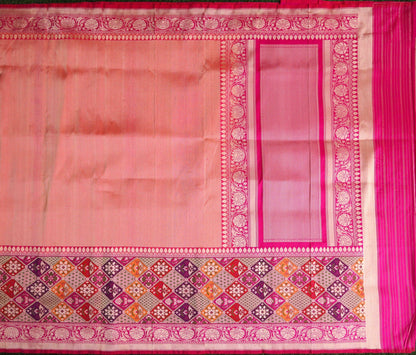 Handloom Pure Tissue Silk Orange Banarasi Saree
