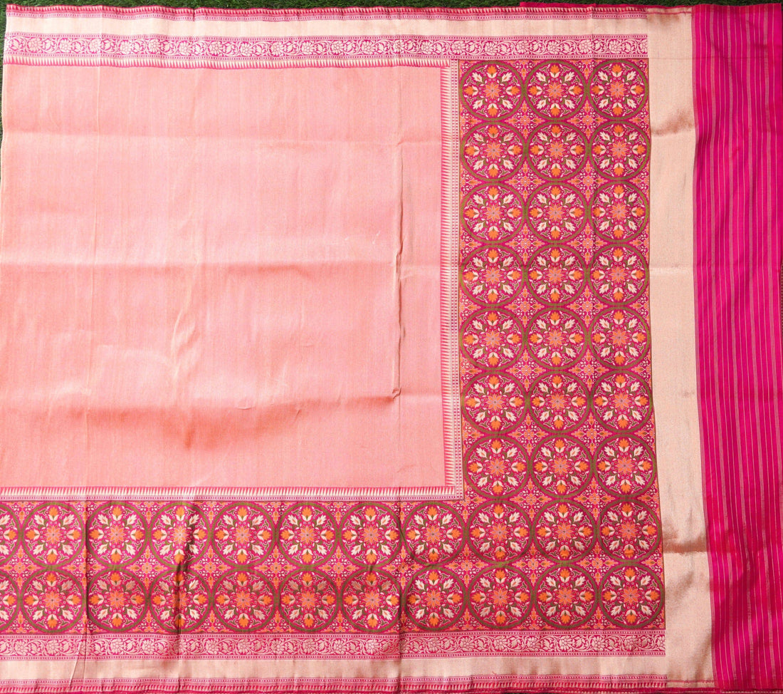 Handloom Pure Tissue Silk Orange Banarasi Saree